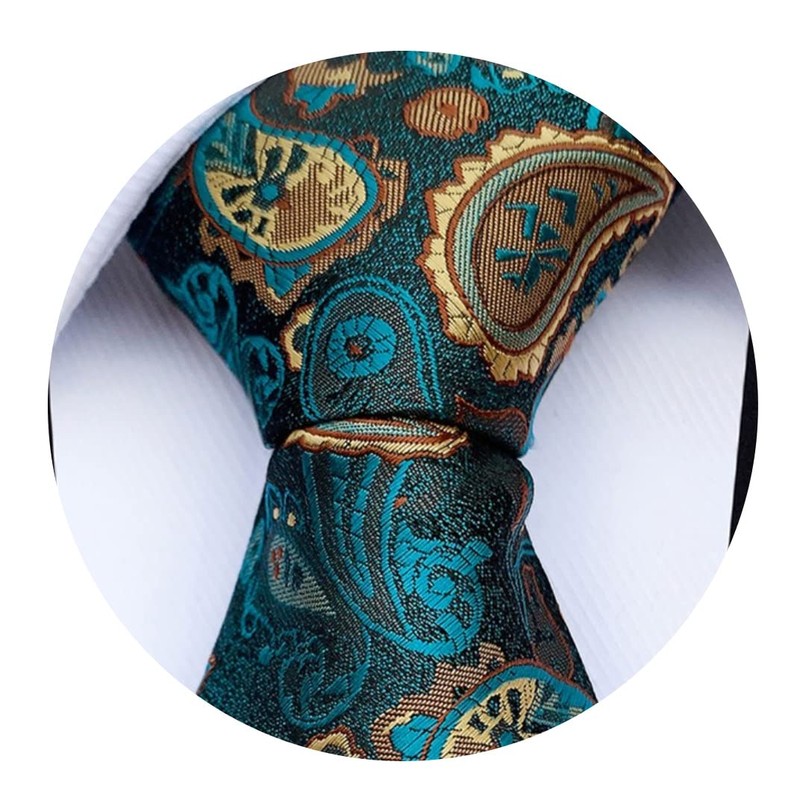 marysgift Green Paisley Tie Jacquard Silk Long Ties Set for