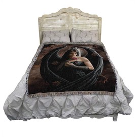 Angel Rose - Anne Stokes Gothic Collection - Cotton Woven Blanket Throw - Made in The USA (72x54)