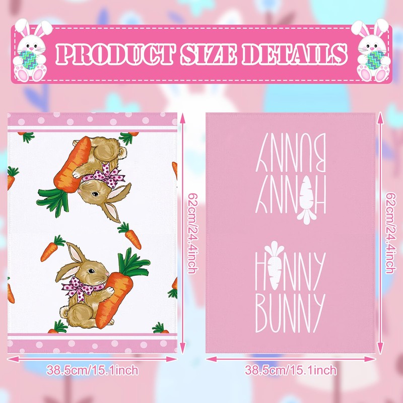 GAROMIA Easter Tea Towel, Pack of 2, Rabbit Ear, Easter