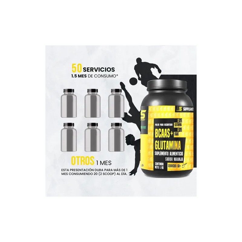 Suplemento Bcaas + Glutamina Hiper Sport 1kg Varios Sabores