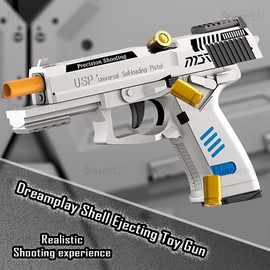 Dreamplay Shell Ejecting Toy Gun, Automatic Pull Back Action Shooting Games Education Model Toy for Kids Gifts