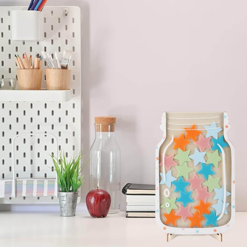 Colorful Star Reward Jar with Bracket, Routine Training Encouragement Incentive