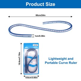 Flexible Curve Ruler, 60 cm, Tailor's Ruler, Curve Ruler, Tailoring Supplies, Flexible Ruler, Bendable Curve Stencil, Sewing, Professional, Bendable, Soft Ruler for Carpentry, Drawing, Clothes Design