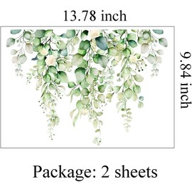Green Plants Toilet Stickers -DIY Removable Waterproof Toilet Sticker- Leaves Flowers Toilet Lid Decals Self-Adhesive Plants Bathroom Cistern Decor 13.78x9.8in
