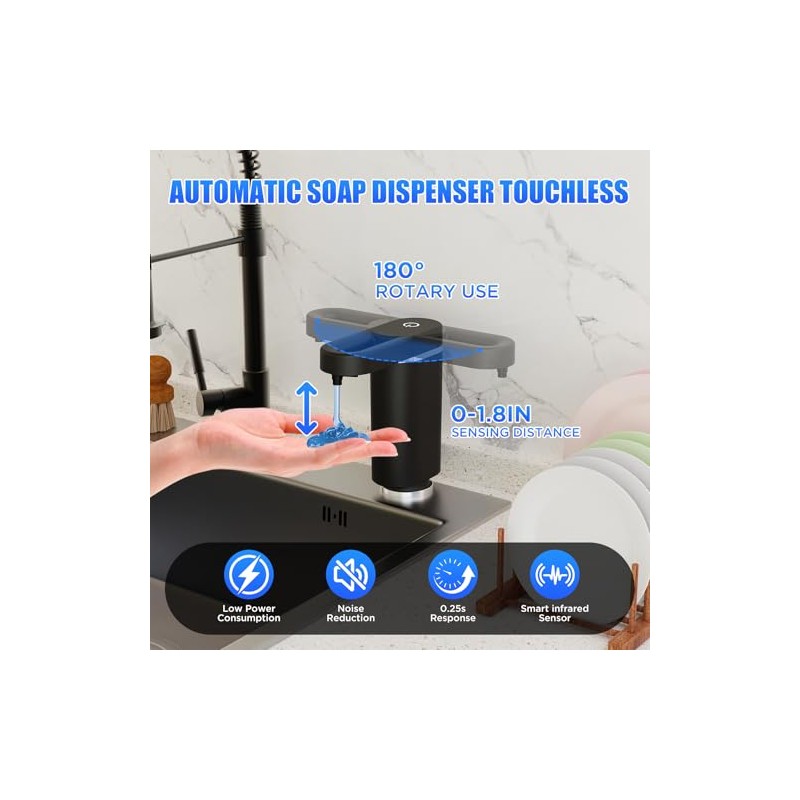 Automatic Dish Soap Dispenser for Kitchen Sink, Touch-Free Electric Sink