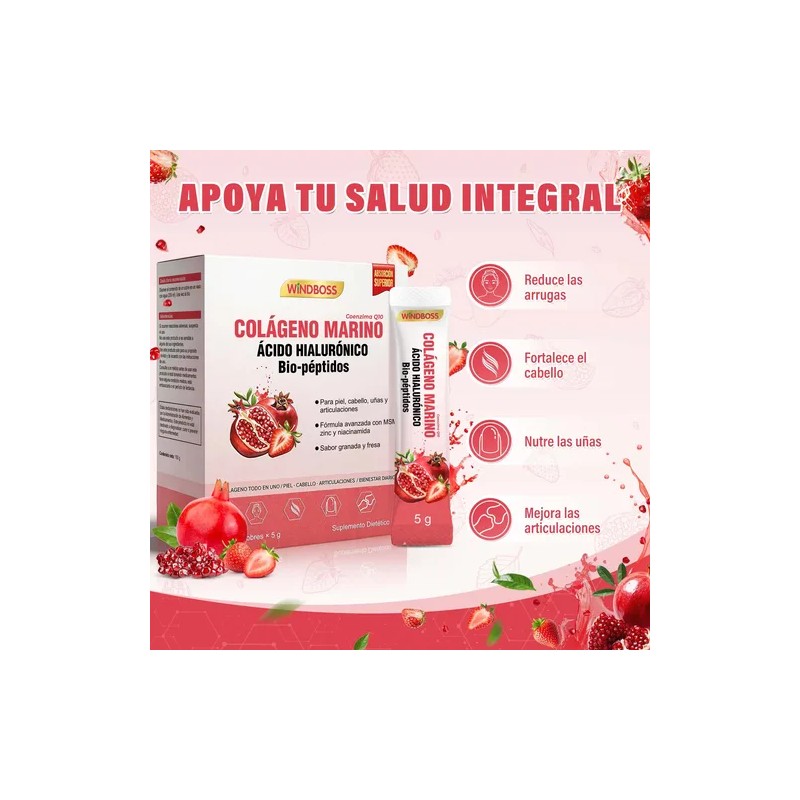 Windboss Colágeno Marino Con Ácido Hialurónico 30 Sobres