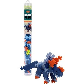 Plus Plus 3D Dinosaur Figure Building Block Set, 70 Mini Interlocking Puzzle Pieces, Fun Stem Toys for Kids - Triceratops Maker Tube