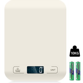 Digital Kitchen Scales 10 kg with LCD Display and Tare Function, Kitchen Scales for Baking and Cooking, Measuring Ingredients, Exactly 1 g (White)