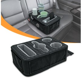 Car Cup Holder, Back Seat Cup Holder for Car, Truck Bed Organizer Boat Couch Bottle Holder Tray Expander Automotive Rear Seat Storage Accessories Pu Leather Fit for Coffee Drink Food