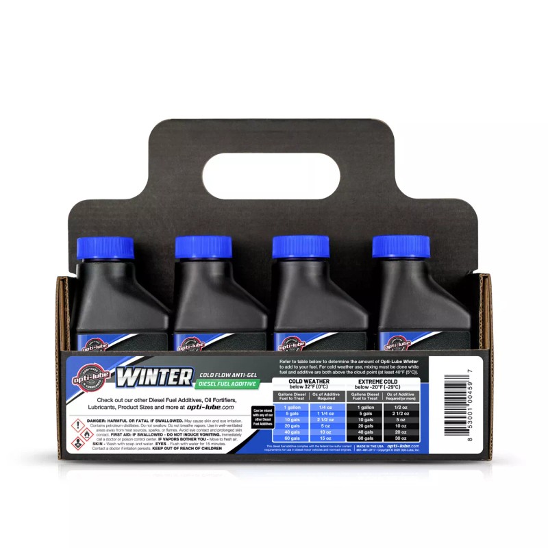 OPTI-LUBE WINTER ANTI-GEL DIESEL FUEL ADDITIVE: 8 Pack of 4oz