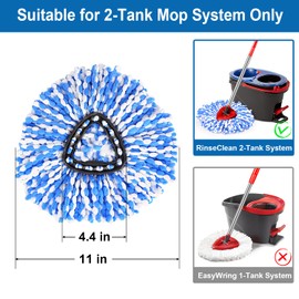 4 Pack Mop Replace Heads for O Cedar Rinse Clean 2 Tank System, Spin Mop Replacement Head, Fluffy Microfiber O-Cedar Mop Refill Replace Head, Machine Washable, All Hard-surfaced Floors Cleaning