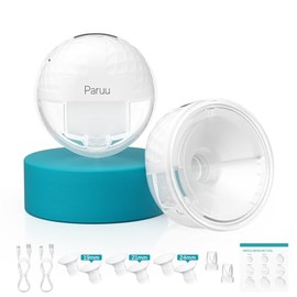 Paruu P10 Electric Breast Pump Hands Free, 338 mmHg Strong Suction, 4 Modes & 9 Levels Suction with 19/21/24/28mm, Wearable & Portable, Smart Display (2 Pack, White
