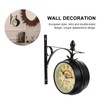 EXCEART Double Sided Wrought Iron Wall Clock - Wall Hanging