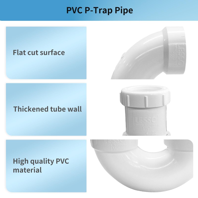 LESSO PVC Pipe, Adjustable P Trap 1 1/2 Inch, PVC