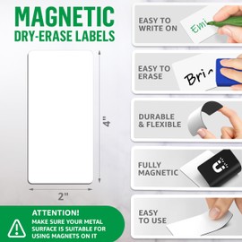 100 Pack Dry Erase Magnetic Labels 2x4 in - Magnetic Name Tags for Classroom Lockers School Bus - Classroom Magnets for Names - Magnet Labels for Whiteboard Magnet Names Plates for Classrooms Blanked