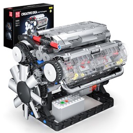 Mould King 10088 Technik Engine Building Blocks Model, Engine Model Kit Clamping Blocks for Adults, MOC Petrol Engine as Toy/Gift/Collectibles (552 Pieces)