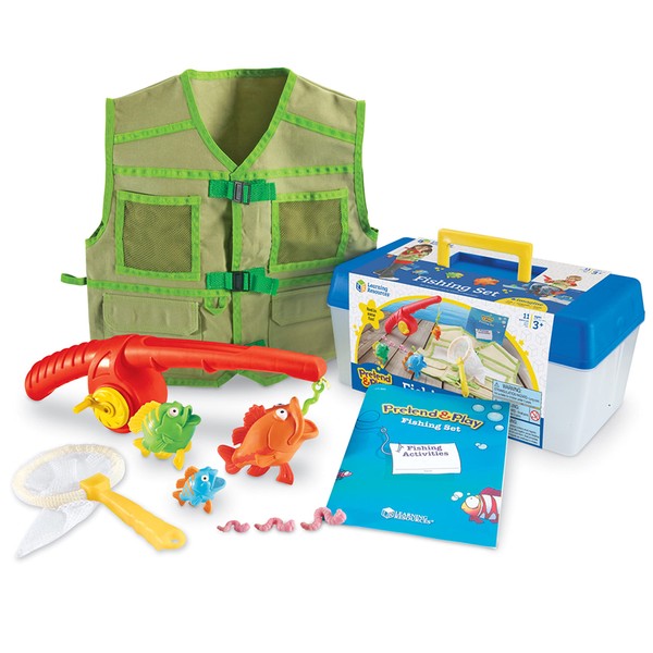 Learning Resources Pretend & Play Fishing Set - 11 Pieces, Ages 3+ Toddler Pretend Play Toys, Preschool Learning Toys, Fishing Pole for Kids, Fisherman Costume