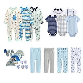 MAMIMAKA Newborn Layette Gift Set 27-Piece Baby Boy and Girl Clothes Bodysuits, Pants,Essentials and Accessories 0-6Months