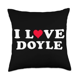 I Love Doyle Shirt For Girlfriend Boyfriend I Love Matching Girlfriend & Boyfriend Doyle Name Throw Pillow, 18x18, Multicolor