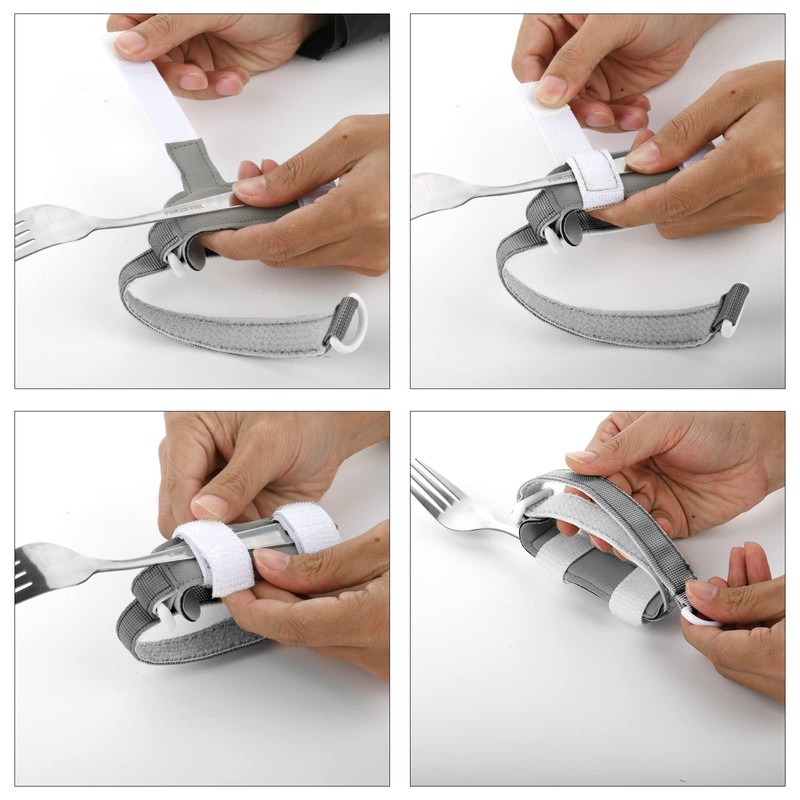 Beautyflier Spoon Fork Universal Cuff Utensil Adjustable Holder Strap for