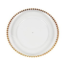 Fun Express Clear Chargers with Gold Beaded Trim - 6 Ct.