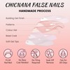 French Tip False Nails, Short Square Press on Nails with