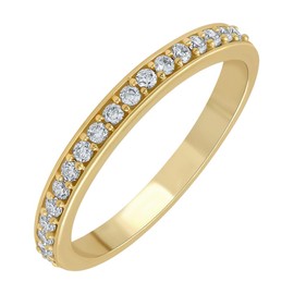 18K Yellow Gold Plated Simulated Diamond Stackable Ring Size 10 for Women - Elegant Durable Non-Tarnishing Light Weight Comfort Fit Half Eternity Band for Stacking - Valentine's Day Gift for Her