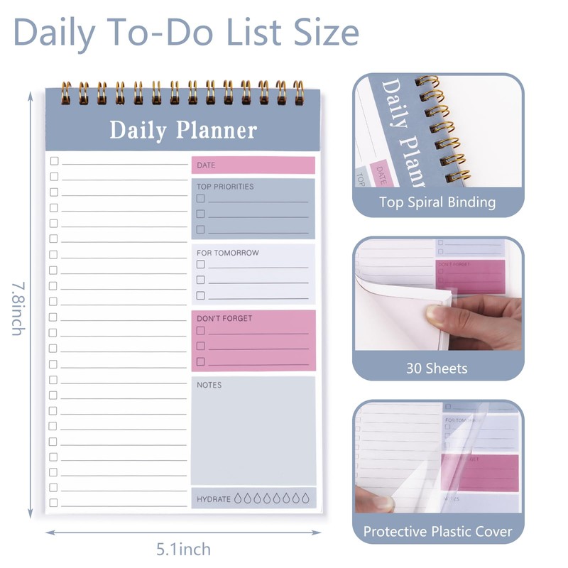Newkita 30 Sheets Undated Daily Planner Memo Pad, 5.1x7.8 Inch