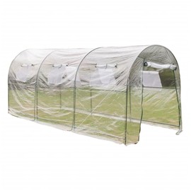 vidaXL Large Outdoor Greenhouse- Portable, Transparent, Weather-Resistant PVC Cover, Powder-Coated Steel Frame, Zipped Door, Easy Assembly, Ideal for Gardeners.