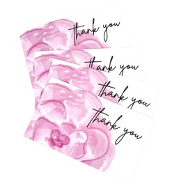 RXBC2011 Thank You Cards Appreciation Notes Pink Watercolor flower for Wedding Party Business 2x3.5 inches Pack of 100