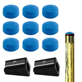 Jiujuda9 50 Pcs Pool Cue Tips, Snooker Cue Tips 10mm, Leather Blue Diamond Pool Tips Snooker Tips Billiard Tips Pool Stick Replacement Tips for Pool Cues Snooker Accessories, with 2 x Trimmers