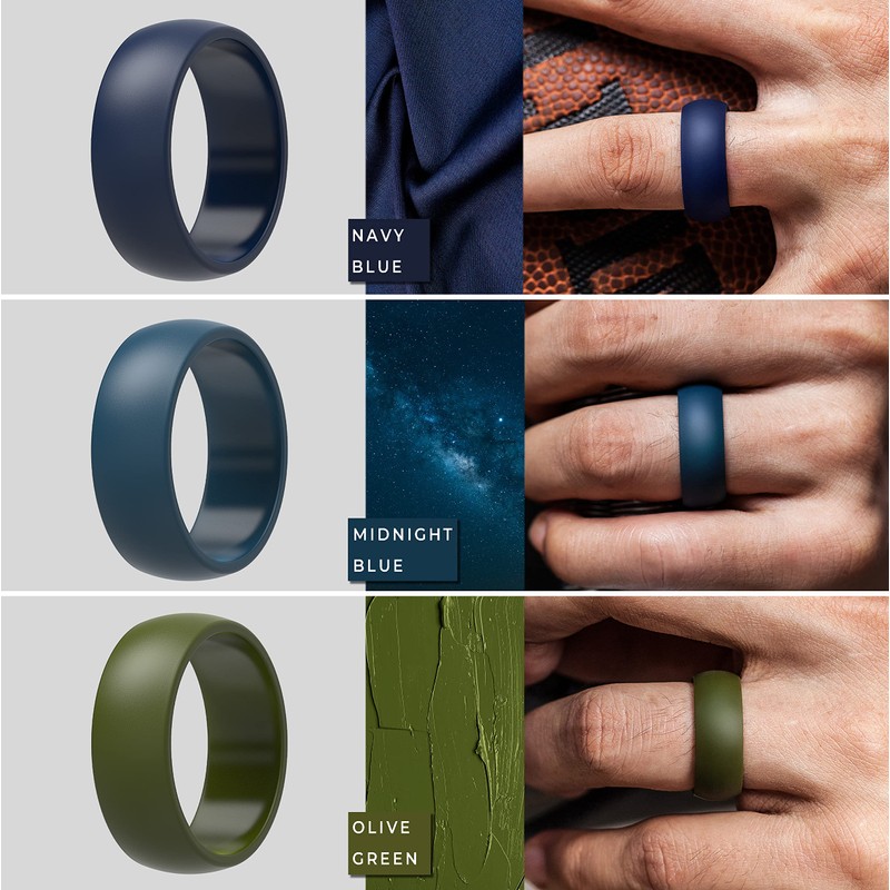 ThunderFit Anillo de boda de silicona para hombre, 8,7 mm