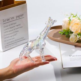 Ornalrist Crystal Clear Giraffe Collectible Figurines, Birthday Christmas Cute Giraffe Gifts for Women Children Crystal Decor for Home Office