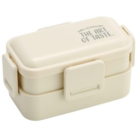 Skater PFLW4AG 2-Tier Lunch Box, 20.3 fl oz (600 ml), For Women, Antibacterial, Fluffy, Domed Lid, Made in Japan, Nuance Colors, Beige