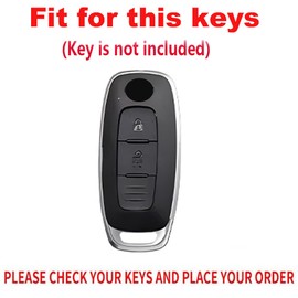 TECART Key Fob Cover Case Metal Key shell Full Protection Fit for Nissan Ariya Kicks X-Trail Rogue Leather Key Cover 3 Button, A Leather-keychain-brown