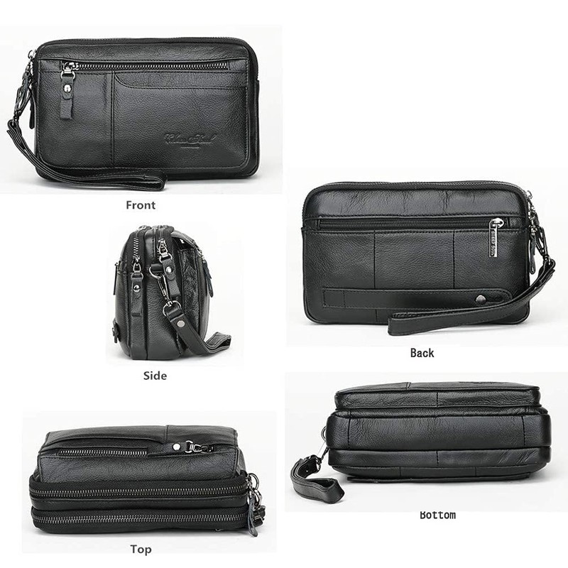 Meigardass Men's Clutch Bag, Genuine Leather, Popular, Simple, Lightweight, Large