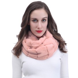 Lina & Lily Faux Fur Winter Double Loop Snood Scarf (Dusty Pink)