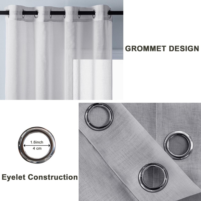 DWCN Voile Curtain Black Gradient Curtains for Living Room Eyelet