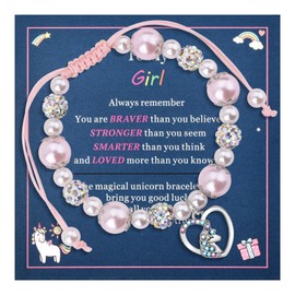 Girls Bracelets Girls Birthday Gifts Unicorn Beaded Bracelet Gift for 3-10 Year Old Girl Kids Bracelet for Girls Daughter Granddaughter Niece Necklace To my girl