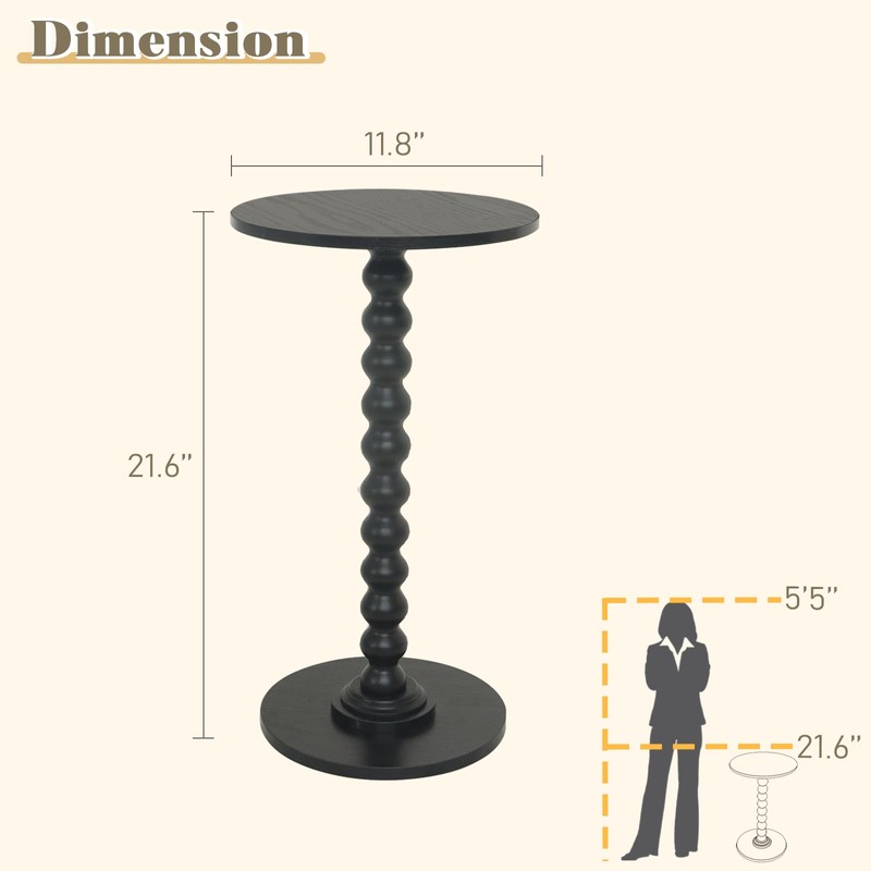 Fultyle Round Side Table, Small Drink Table for Small Spaces,