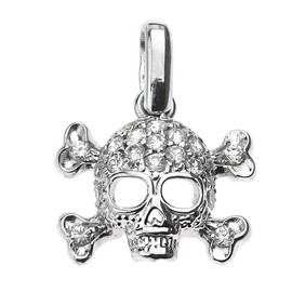 Claddagh Gold Stone-Studded 925 Sterling Silver Skull and Crossbones Charm Pendant