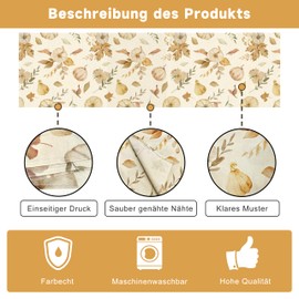 Maple Leaves Autumn Table Runner, Pumpkin Decorative Tablecloth, Table Decoration Autumn for Thanksgiving, Thanksgiving Party Decoration, Autumn Decoration (Beige, 40 x 180 cm)