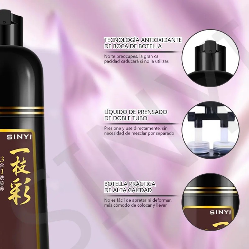 Shampoo Tinte Instantáneo Cubre Canas Natural Jengibre 500ml