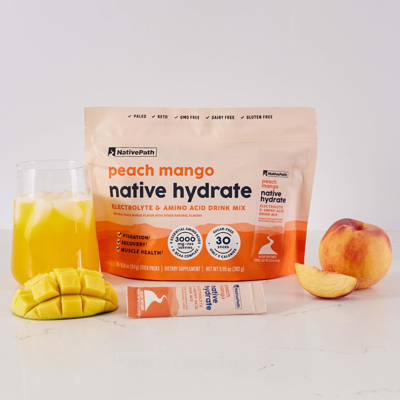 NativePath Native Hydrate Stick Packs, Sugar Free Electrolytes Powder with