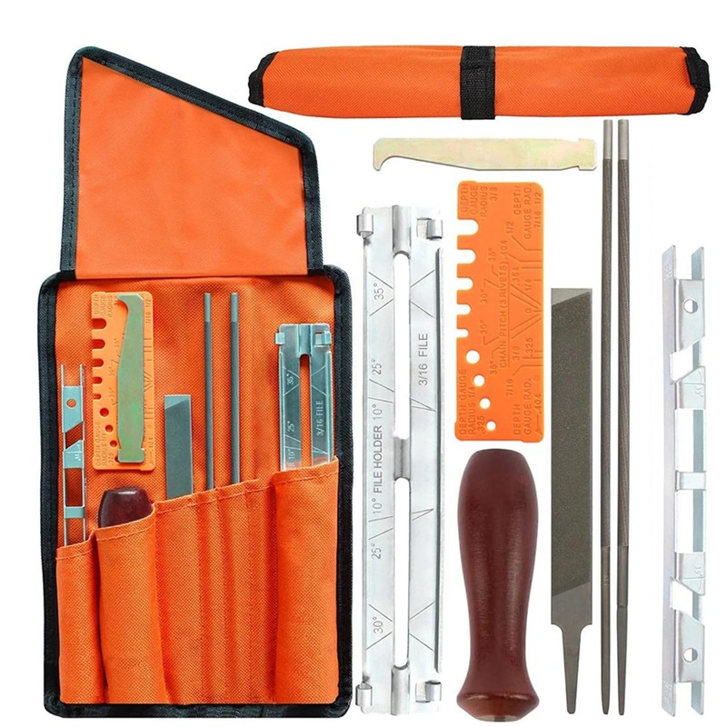 10 Pcs Chainsaw Sharpener File Kit with 5/32 3/16 7/32