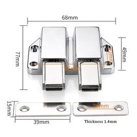 Magnetic Push Latch Heavy Duty Pack Push to Open Cabinet Hardware Magnetic Touch Latches for Large Door Push Release Metal Alloy,B