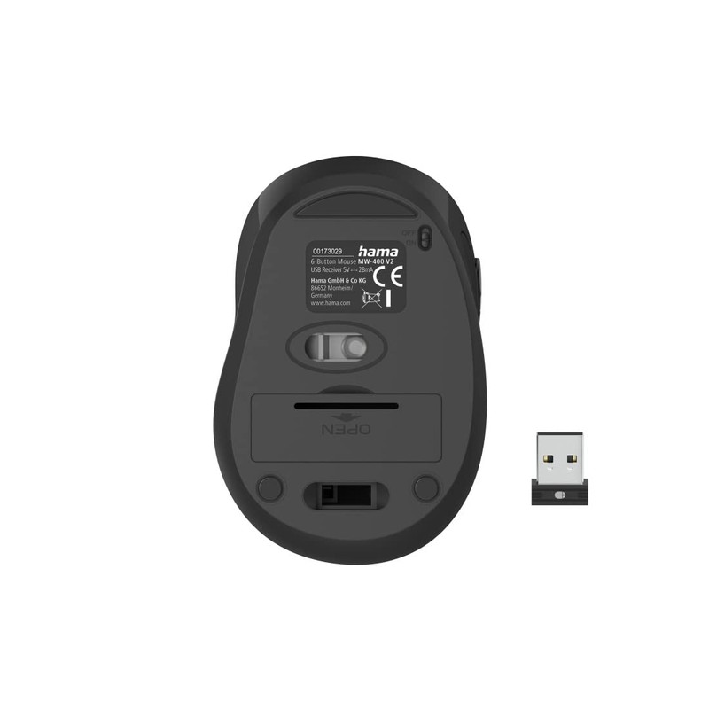 Hama ergonomische Funkmaus kabellos (6 Tasten, 2,4GHz, 800/1200/1600dpi, optische Maus