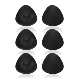 UILYNIU 3 Pairs of Bra Inserts, Bra Inserts, Removable Sports Bra Pads, Breathable Sponge Bra Push-Up Pads, Triangular Breathable Bra, Reusable (Black), black