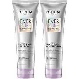 LOréal Paris LOreal Paris EverPure Silver Care - Set de champú y acondicionador sin sulfatos, fórmula vegana nutritiva con péptidos para aclarar las