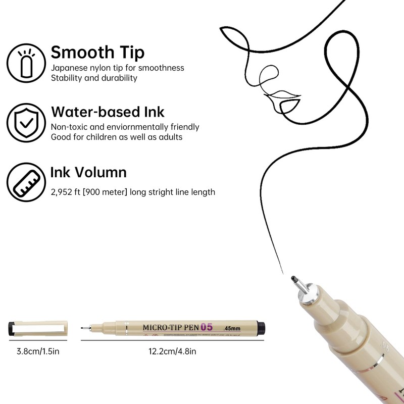 Attom Tech Art [24 Colors] 05 Micro, Fineliner Pen Set